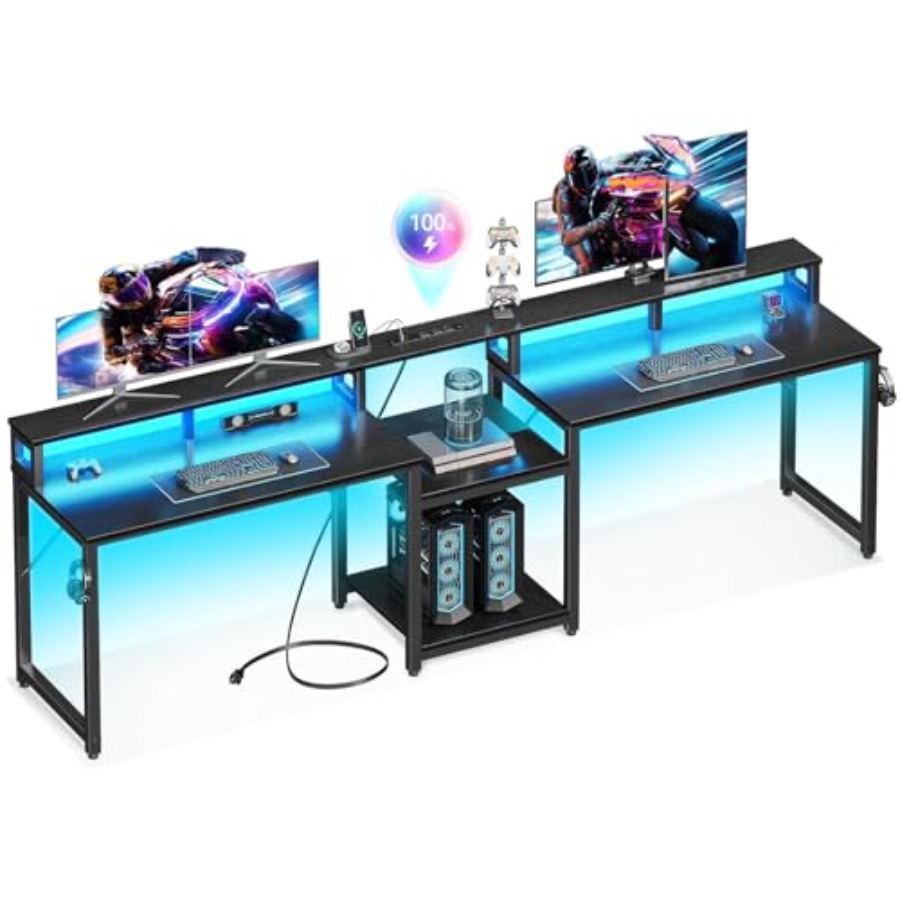 Desk Setup L Shaped - Scrivania da gaming per 2 persone,