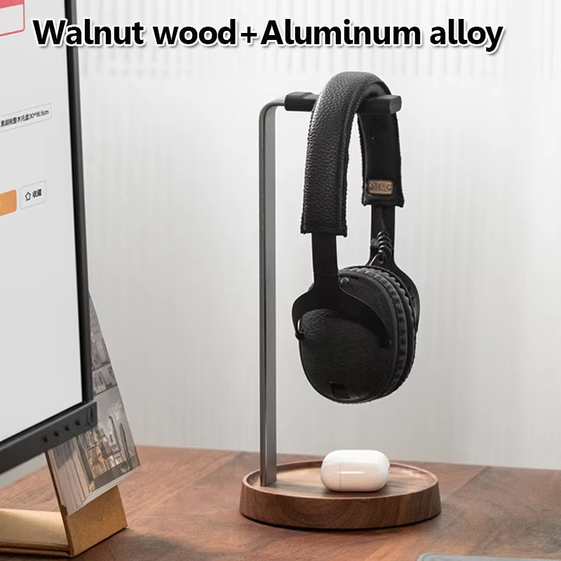 Desk Setup Wood - Supporto Universale per Cuffie in Legno