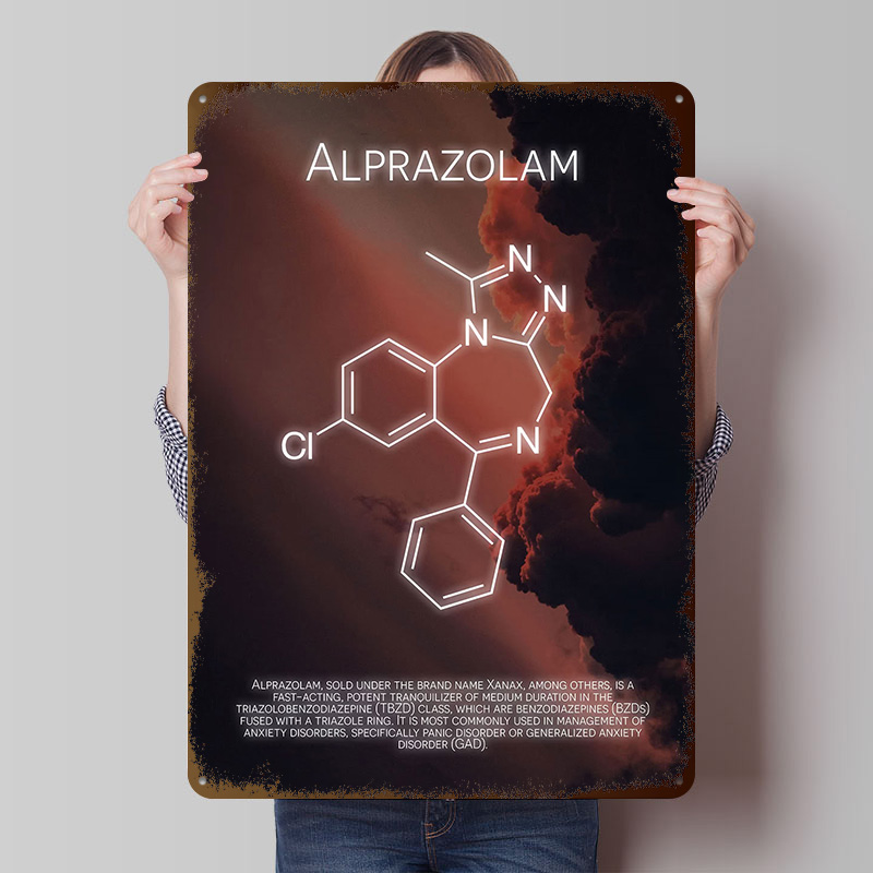 Desk Setup Poster - Alprazolam Molecule Tinplate Poster Personalizzabili Wall