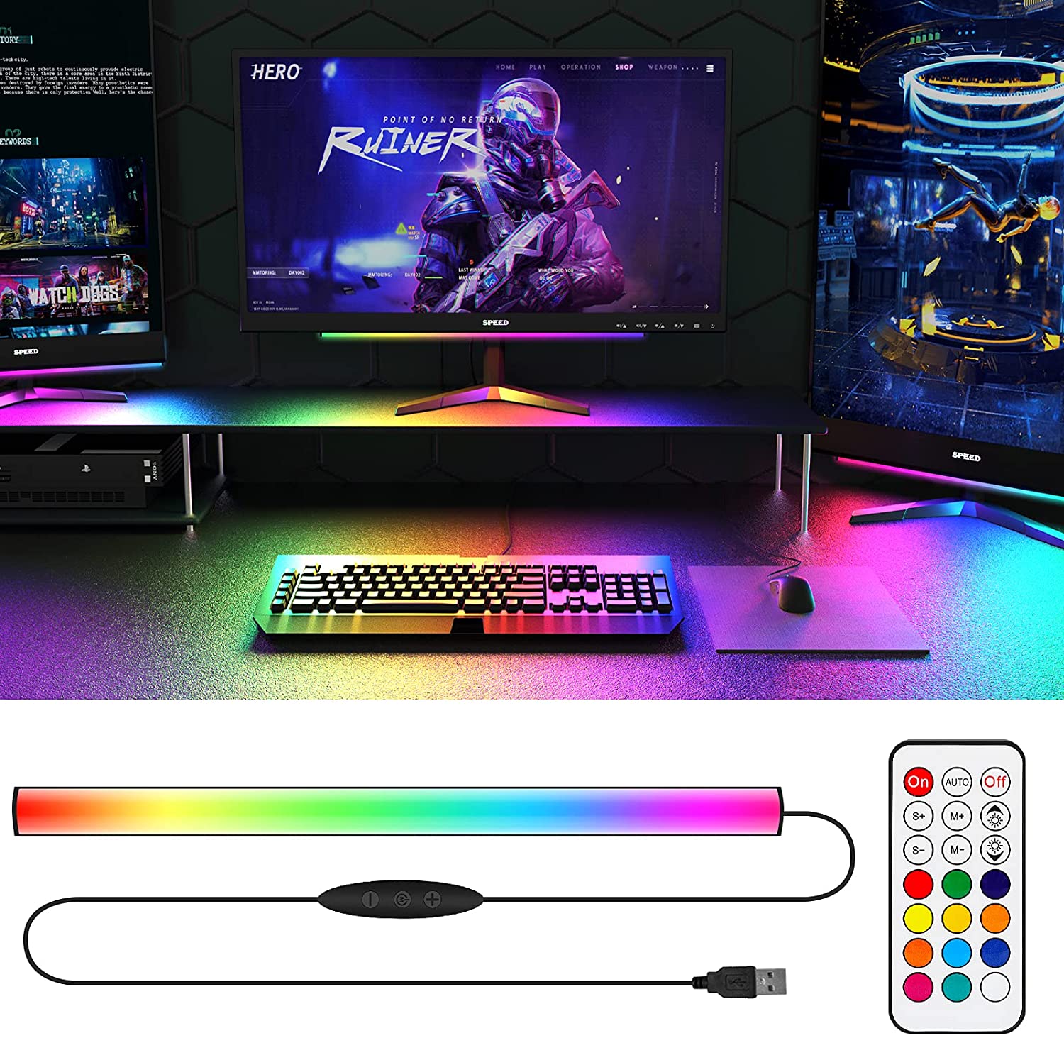 Desk Setup Rgb - Barra luminosa sotto il monitor Insegna