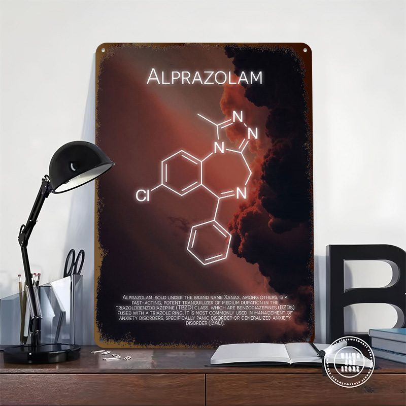 Alprazolam Molecule Tinplate P - Desk Setup Poster recensione e prezzo