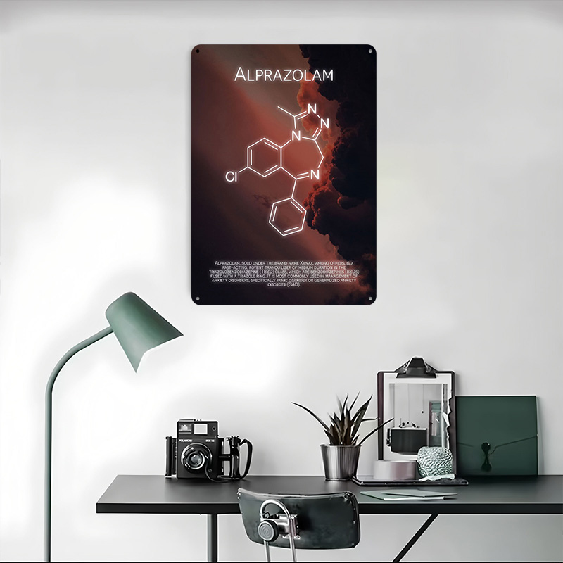 Alprazolam Molecule Tinplate P - Desk Setup Poster recensione e prezzo